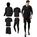 5 piece Mens Tights Gym Sport gym set Training Sportswear Fitness Wear clothing